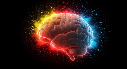 High-Tech Brain Visualization . neural activity and creative energy technology, medicine, and futuristic concepts artificial intelligence, innovation, and digital art neural activity