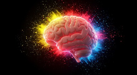High-Tech Brain Visualization . neural activity and creative energy technology, medicine, and futuristic concepts artificial intelligence, innovation, and digital art neural activity