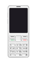 Front view of white mobile phone on transparent background