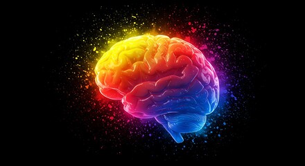 High-Tech Brain Visualization . neural activity and creative energy technology, medicine, and futuristic concepts artificial intelligence, innovation, and digital art neural activity