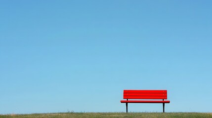 Obraz premium red bench with blue sky background