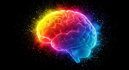 High-Tech Brain Visualization . neural activity and creative energy technology, medicine, and futuristic concepts artificial intelligence, innovation, and digital art neural activity