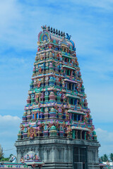 Colorful Hindu temple from south India, temple architecture details