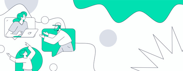 Flat vector illustration of business people operating work scene
