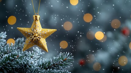 A radiant gold star tree topper with fine texture details, captured on an isolated white background with high contrast for festive visuals 