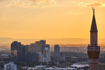 Obraz premium Ankara skyline with minaret at sunset. Turkey travel destination