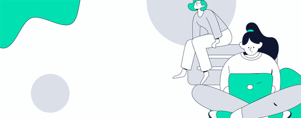 Flat vector illustration of business people operating work scene

