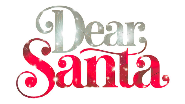 Dear Santa Words On White BackGround Festive Christmas Illustration