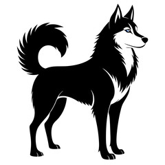 Siberian husky dog silhouette on a white background