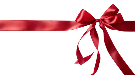 Crossed silk ribbons and a bow isolated on white or transparent background