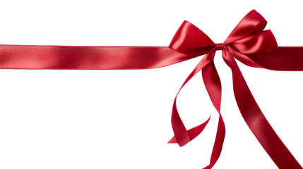 Crossed silk ribbons and a bow isolated on white or transparent background