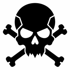 Skull crossbones silhouette. Clipart isolated on white background