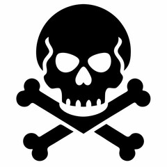 Skull crossbones silhouette. Clipart isolated on white background