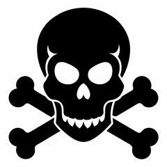 Skull crossbones silhouette. Clipart isolated on white background