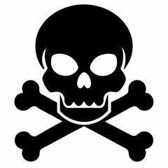 Skull crossbones silhouette. Clipart isolated on white background