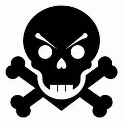 Skull crossbones silhouette. Clipart isolated on white background