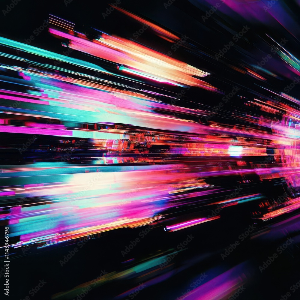 Poster screen damage, glitch texture, fragment data interface, error dynamic pixel, dynamic light trails sh