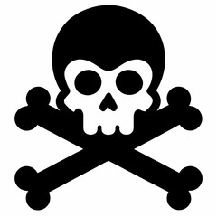 Skull crossbones silhouette. Clipart isolated on white background