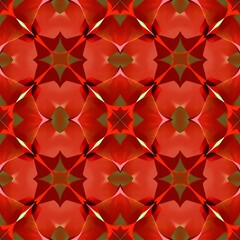Red and Green Kaleidoscope Pattern: A seamless pattern with vibrant red and green hues creating a captivating kaleidoscope effect. The intricate design forms a mesmerizing background.