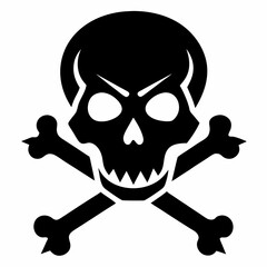 Skull crossbones silhouette. Clipart isolated on white background