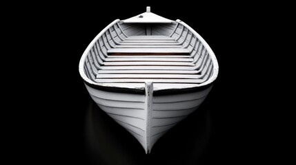 Solitude on the Water:  A weathered wooden rowboat rests serenely against a backdrop of deep, inky water, evoking a sense of peace and reflection.  