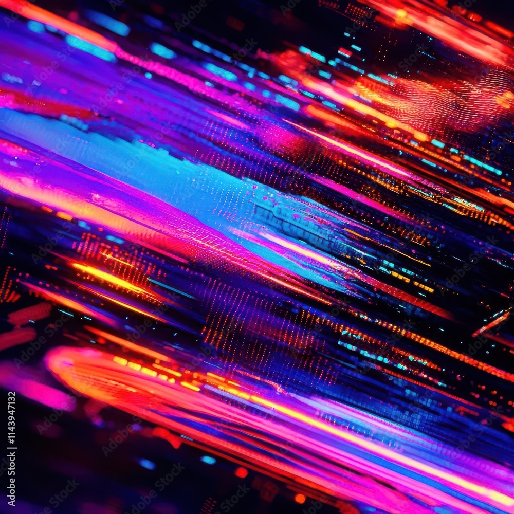Poster screen damage, glitch texture, fragment data interface, blur error dynamic pixel pattern, modern dig