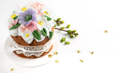 Easter bunny celebration cake. Traditional Easter baking. Easter holiday.