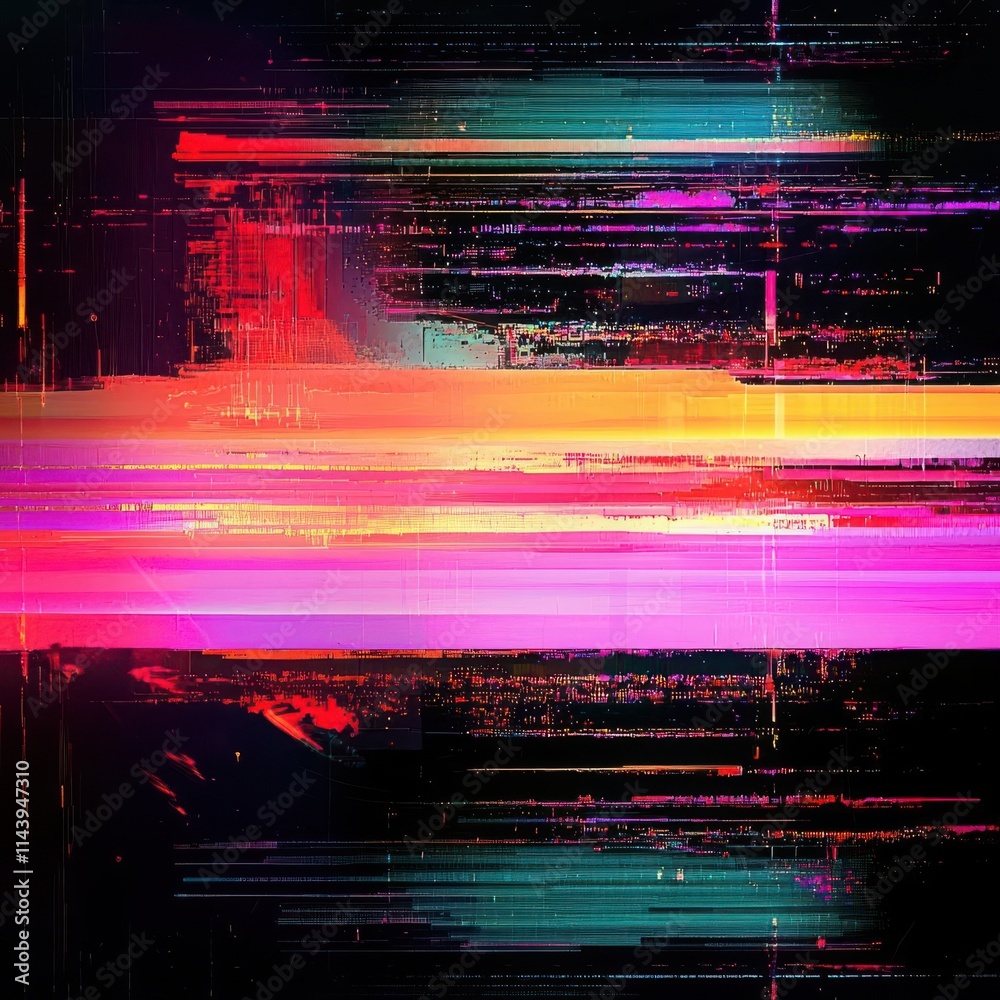 Poster screen damage, glitch texture, fragment data interface, blur error dynamic pixel pattern, modern art