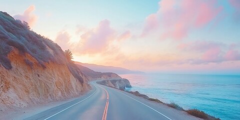 Fototapeta premium Scenic coastal highway sunset drive.