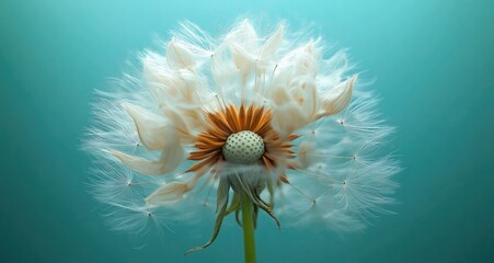A dandelion on a blue background