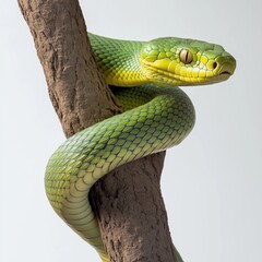 snake on the white isolate background