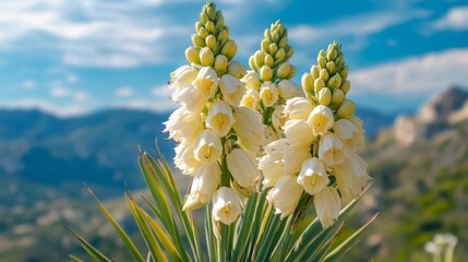 White yucca flowers