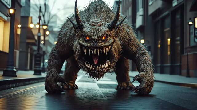 Big shaggy scary monster. Generated by ai. nature.