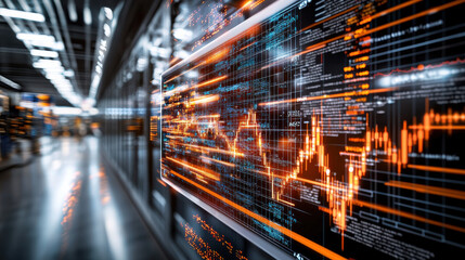 dynamic stock market visualization with glowing graphs and data streams, showcasing financial trends and analytics in modern trading environment