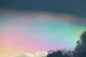 Beautiful iridescent cloud formation at sunset