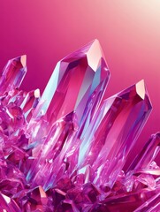 Vibrant pink and purple crystals cluster.
