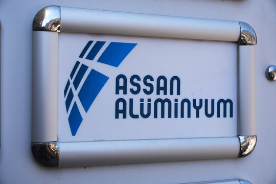 İzmir,Turkey-Oct.4th 2024: Assan Aluminium company brand logo close up