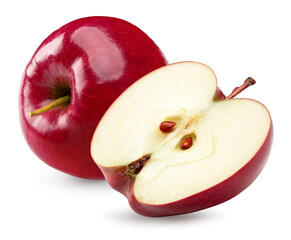 half of red apple isolated on white background. clipping path