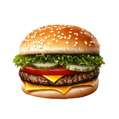 Burger icon with sesame bun, fresh veggies, cheese, and beef patty on a transparent background, Burger icon vector on transparent background