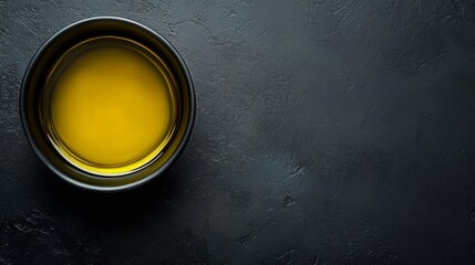 Olive oil and olives top view.