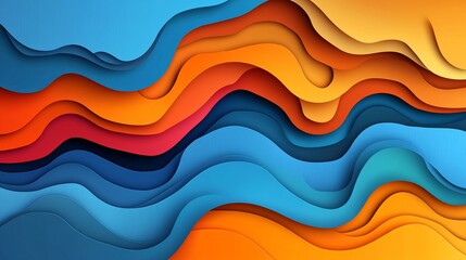 Obraz premium Vibrant waves of orange and blue create a dynamic and energetic abstract design.