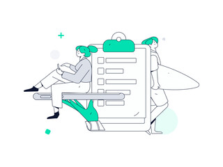 Flat vector illustration of business people operating work scene
