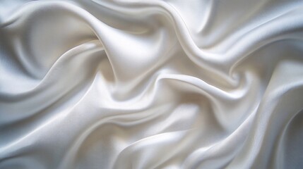 Obraz premium White silk fabric elegantly draped, creating soft, flowing waves and a luxurious feel.