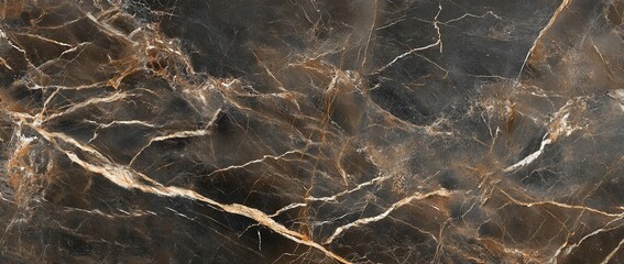 Dark brown marble texture with gold veins.