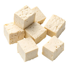 cubed tofu pieces isolated 