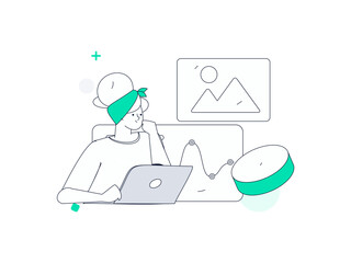 Flat vector illustration of business people operating work scene
