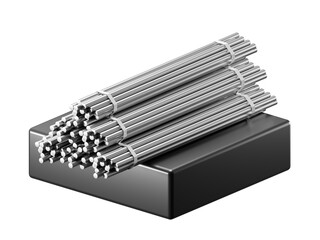 PNG Construction steel isolated on transparent background of metal 3d structure industry technology industrial illustration design. Metallic architecture building structural site girder bar material.
