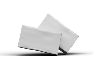 Rendered image of a white rectangular dented box on a light background