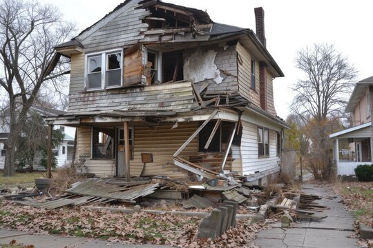 Old House Rot: Historic 2 Story Fixer Upper with Damage and Falling Apart