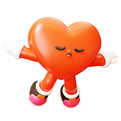 Red Heart Character. 3D Cute Cartoon Happy valentine's day, Love, Couple concept. Romantic mascot.

